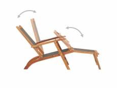 Vidaxl chaise longue d'extérieur bois d'acacia massif et textilene 45958