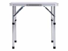 Vidaxl table pliable de camping blanc aluminium 60x45
