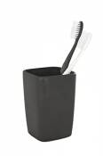 WENKO Gobelet Faro noir céramique - Porte-brosse à dents pour la brosse à dents et le dentifrice, Céramique, 7.5 x 10.7 x 7.5 cm, Noir