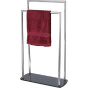 Wenko - Porte serviettes sur pied pour salle de bain Ravina sèche serviettes à 2 niveaux, avec portant en acier inoxydable et socle en verre trempé,
