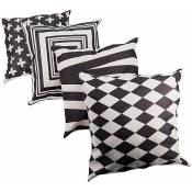 4PCS geometriques simples en noir et blanc d'oreiller en coton Bureau Car Cover Coussin