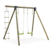 Aire de jeux mistral en bois avec 2 balançoires et échelle en corde en