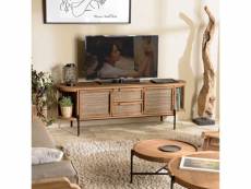 Alida - meuble tv arrondi en bois de teck recyclé