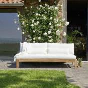 Canapé de jardin en teck massif blanc - Naturel