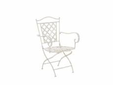 Chaise de jardin en fer forgé crème vieilli avec accoudoir mdj10075