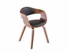 Chaise de salle à manger avec accoudoirs design scandinave - siège et dossier rembourrés -couleur: noyer/noir bryan 181443101