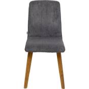 Chaise en polyester côtelé gris et chêne