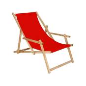 Chaise longue de jardin pliante et imperméabilisée avec accoudoirs rouges - rosso