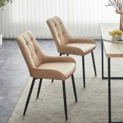Clipop - 2x chaises de salle à manger, chaises de cuisine et de salle à manger en simili-cuir rembourrées, kaki