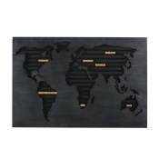 Déco murale porte-bouchons carte du monde en métal noir