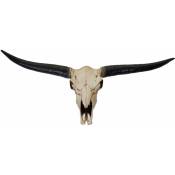 Décoshop26 - Crâne décoratif 132cm trophée tête de taureau longhorn en polyrésine intérieur/extérieur couleur naturelle
