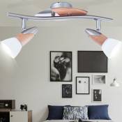 Etc-shop - Spot de plafond lampe en bois salon éclairage lampe spot en verre mobile