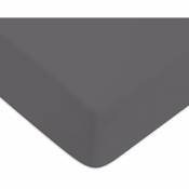Future Home - drap housse uni coton 57 fils gris zinc 140x190cm coton unis - zinc