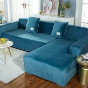 Groofoo - Housse de canapé d'angle Extensible Couverture de Canapé en Forme de l, pour canapé 2 Places, housse de canapé antidérapante, bleu, 2