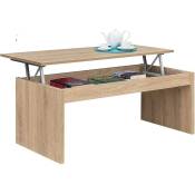 Habitdesign 001638F - Table Basse modèle Zenit, Table de Salon équipée en Chêne Canadien, Dimensions: 102 cm (Largeur) x 43/52 cm (Hauteur) x 50 cm