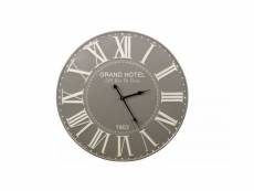 Horloge ancienne métal grand hotel 58cm - gris - décoration d'autrefois