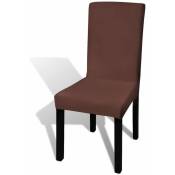 Inlife - Housse de chaise droite extensible 6 pcs marron