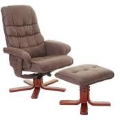 Jamais utilisé] Fauteuil relax HHG 320, fauteuil de télévision, siège tv avec tabouret imitation de daim, marron - brown