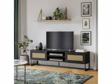 Kerals - meuble tv - noir / chêne - 180 cm