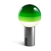 Lampe portable en métal et verre soufflé vert et