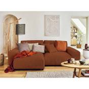 Lisa Design - Garance - canapé d'angle réversible - 4 places - en velours côtelé - terracotta - Terracotta