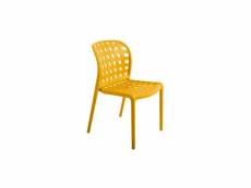 Lot de 4 chaises corfou ajouré jaune polypropylène