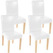Lot de 4 chaises de séjour Littau, simili-cuir, blanc, pieds clairs
