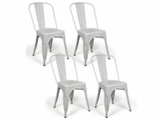 Lot de 4 chaises industriels tulio acier blanc 46x52x85cm
