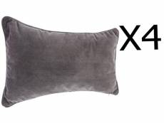Lot de 4 coussins rectangulaires 100% polyester coloris gris foncé - dim : l.50 x l.30 cm -pegane