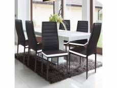 Lot de 6 chaises romane noires bandeau blanc pour salle à manger