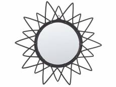 Miroir en rotin cadre soleil d 61 cm noir aroek 314314