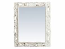 Miroir, long miroir mural rectangulaire, à accrocher au mur, horizontal et vertical, shabby chic, salle de bain, chambre, cadre finition blanc antique