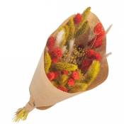 Naturalys - Petit bouquet fleurs séchées Orange - Jaune 50 cm