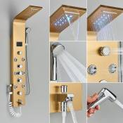 Ouyifan - Colonne de douche à led avec affichage digital de la température, douchette Bidet, jets Spa,Or 8009