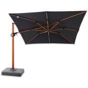 Parasol Déporté Carré Marbella à led 3 x 3 m toile acrylique Sunbrella Sooty - Grey