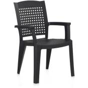 Pegane - Lot de 6 chaises de jardin empilables en résine coloris Gris - Longueur 59 x Profondeur 60 x Hauteur 87 cm