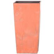 Prosperplast - Urbi Square Effect Pot haut 35L plastique avec deposit 55x29,5x29,5 cm Terracotta - Terracotte