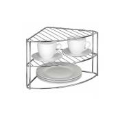 Rangement d'angle cuisine, étagère d'angle pour cuisine, Métal, 34,5x21,5x25 cm, Brillant - Argent brillant - Wenko