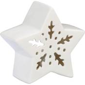 Relaxdays - Photophore en forme d'étoile, pour 1 bougie chauffe-plat, céramique (porcelaine), hlp : 11 x 12 5,5 cm, blanc