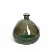 Rideaudiscount - Vase Verre Recyclé 18 x 18 Forme Boule Transparent Noir - Noir