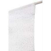 Rideaudiscount - Vitrage 80 x 160 cm Passe Tringle Effet Lin Imprimé de Points Effet Feuille Argentée Blanc - Blanc