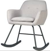 Rocking chair assise tissu gris clair pieds métal
