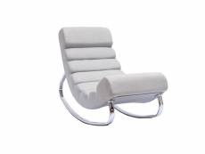 Rocking chair design en tissu gris clair et acier chromé taylor