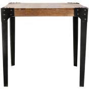 Table à manger industrielle en acier et bois manguier massif L80 cm madison - Bois clair / noir