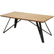 Table basse plateau bois pieds métal noir 120x60cm