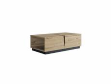 Table basse rectangulaire 1 tiroir chêne naturel-noir - lignac - l 114 x l 61 x h 36 cm - neuf