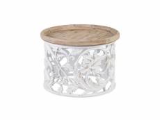 Table basse ronde bois-blanc taille m - anemone - l