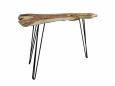 Table de bar l.163 cm en bois de teck et 3 pieds métal noir - gepetto