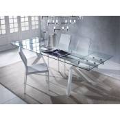 Table extensible 160/240 cm pieds laqué blanc et plateau verre trempé Kiota