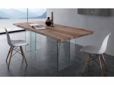 Table repas tio glass en bois massif piétement en verre. 20100836067